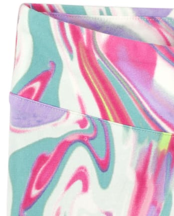 Girls Marble Hi-Rise Leggings