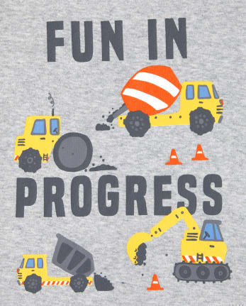 Pyjama en coton ajusté avec camion de construction pour bébés et tout-petits garçons