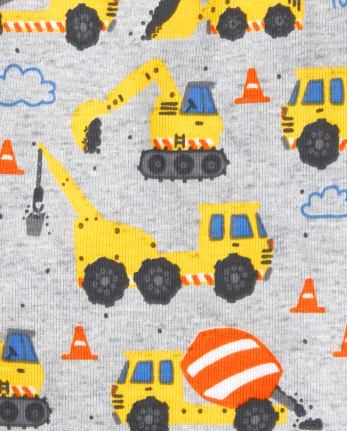Pyjama en coton ajusté avec camion de construction pour bébés et tout-petits garçons