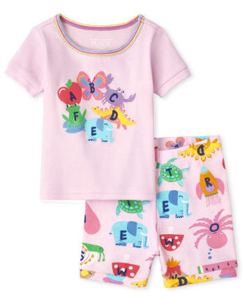Baby And Toddler Girls Alphabet Snug Fit Cotton Pajamas