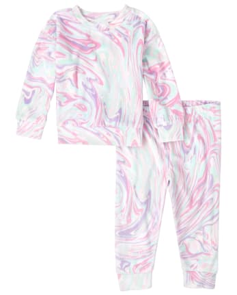 Baby And Toddler Girls Mommy And Me Marble Velour Pajamas