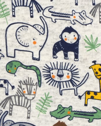 Paquete de 2 pijamas unisex de algodón con diseño de safari de animales para bebés y niños pequeños