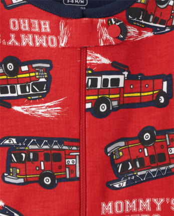Baby And Toddler Boys Firetruck Snug Fit Cotton One Piece Pajamas