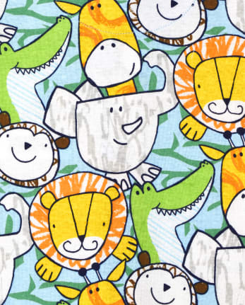 Pijama de una pieza de algodón con ajuste ceñido Safari para bebés y niños pequeños