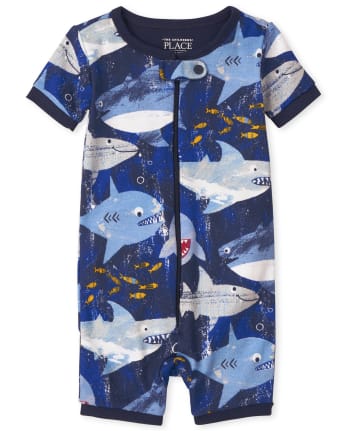 Baby And Toddler Boys Shark Snug Fit Cotton One Piece Pajamas