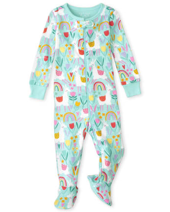 Baby And Toddler Girls Llama Snug Fit Cotton One Piece Pajamas