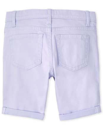 Shorts skimmer de sarga con puño enrollado para niñas
