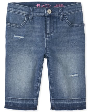 The Childrens Place Big Girls Denim Overall Shorts 