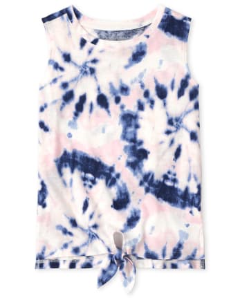 Girls Tie Dye Tie Front Tank Top
