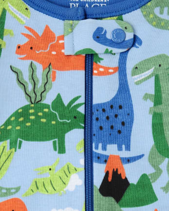 Baby And Toddler Boys Dino Truck Snug Fit Cotton One Piece Pajamas 2-Pack