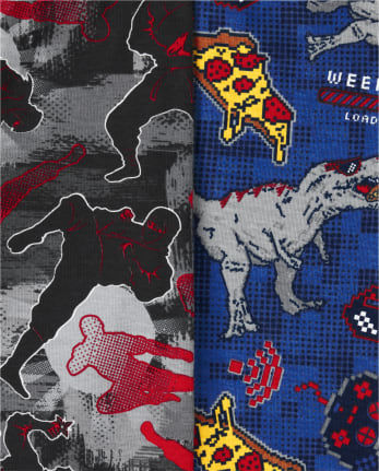 Boys Glow Dino Ninja Snug Fit Cotton Pajamas 2-Pack