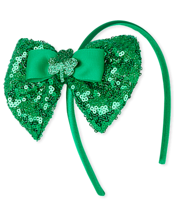 Girls St. Patrick's Day Sequin Bow Headband