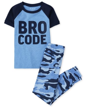 Pijama de algodón de ajuste ceñido Bro Code para niños