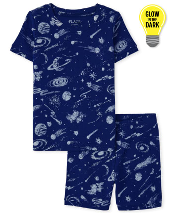 Boys Glow Space Snug Fit Cotton Pajamas