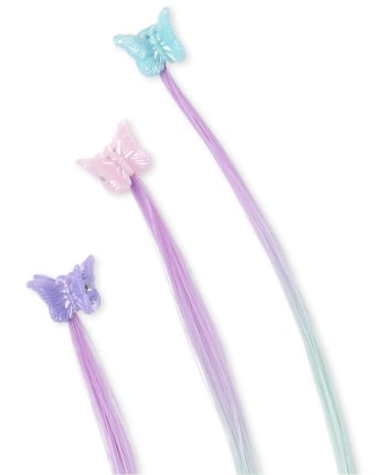 Paquete de 6 pinzas para el cabello sintéticas con mariposas para niñas