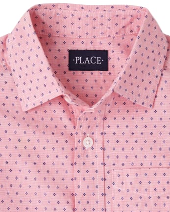 Boys Diamond Poplin Button Up Shirt