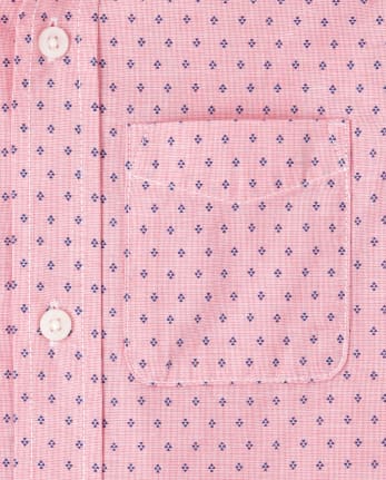 Boys Diamond Poplin Button Up Shirt