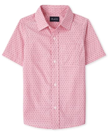 Boys Diamond Poplin Button Up Shirt