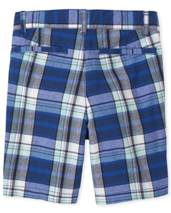 Boys Plaid Woven Chino Shorts | The Children's Place - MAZARINE BLUE