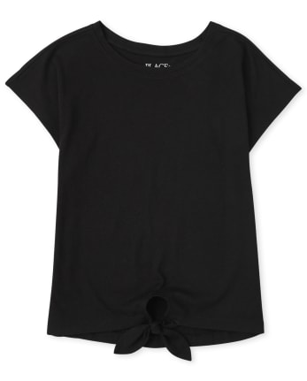 Little Squares Tie Front Top