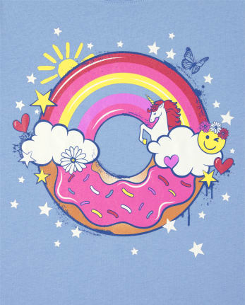 Girls Rainbow Donut Graphic Tee