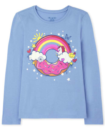 Girls Rainbow Donut Graphic Tee