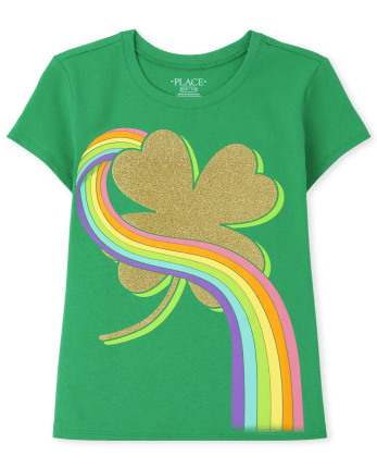 Emborracharse Berri Mecánicamente Camiseta de manga corta con estampado de trébol y arcoíris del día de San  Patricio para niñas | The Children's Place - IRELAND