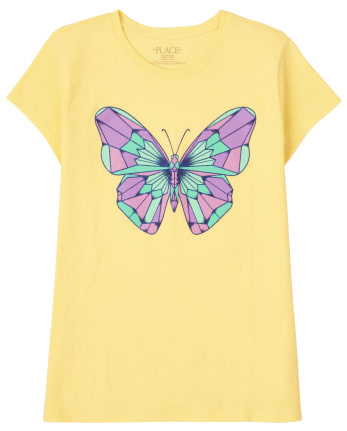 Camiseta con gráfico de mariposa para niñas