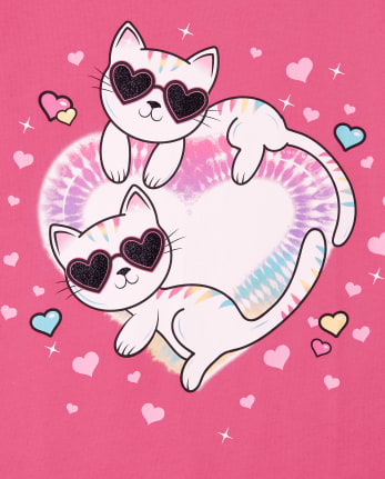 Girls Cat Heart Graphic Tee