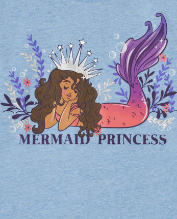 Paquete de 2 camisetas con gráfico de sirena para niñas
