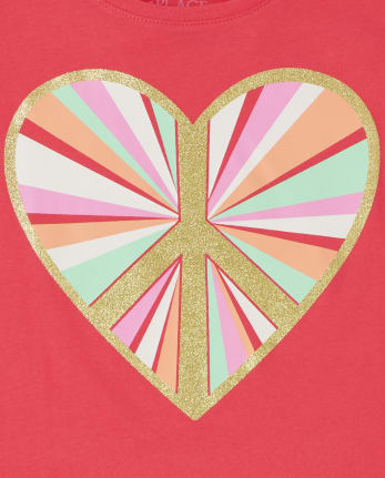 Girls Heart Peace Sign Graphic Tee