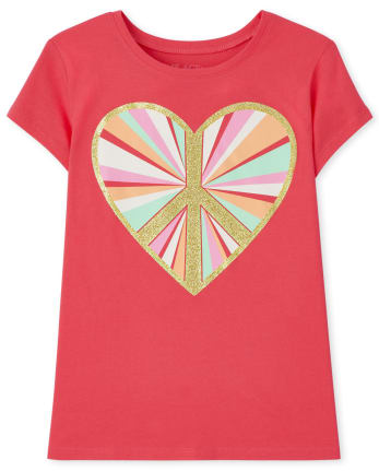 Girls Heart Peace Sign Graphic Tee