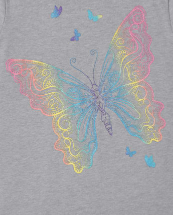 Girls Rainbow Butterfly Graphic Tee