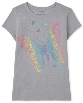 Girls Rainbow Butterfly Graphic Tee