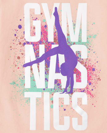 Camiseta con gráfico de gimnasia para niñas