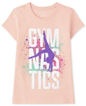 Camiseta con grafico de gimnasia de manga corta para ninas PINK The Children s Place