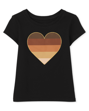 Camiseta con gráfico de corazón para bebés y niñas pequeñas