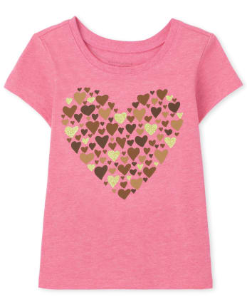 Camiseta con gráfico de corazón para bebés y niñas pequeñas