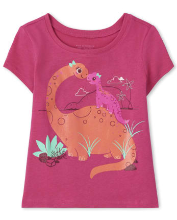 Camiseta con estampado de dinosaurio para bebés y niñas pequeñas