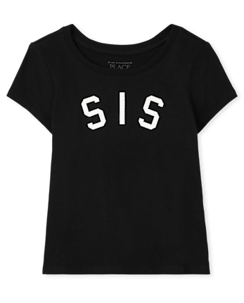 Camiseta con estampado de hermanas familiares a juego para bebés y niñas pequeñas - BLACK