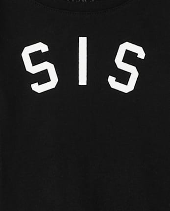 Camiseta con estampado de hermanas familiares a juego para bebés y niñas pequeñas - BLACK