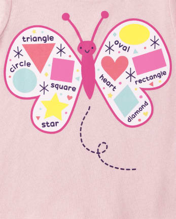 Baby And Toddler Girls Short Sleeve Butterfly Graphic Tee