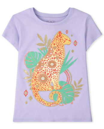 Camiseta con gráfico de guepardo para niñas