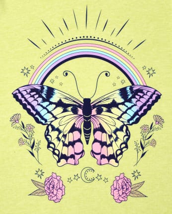 Girls Butterfly Rainbow Graphic Tee
