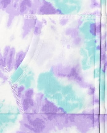 Girls Tie Dye Fleece Zip Up Hoodie