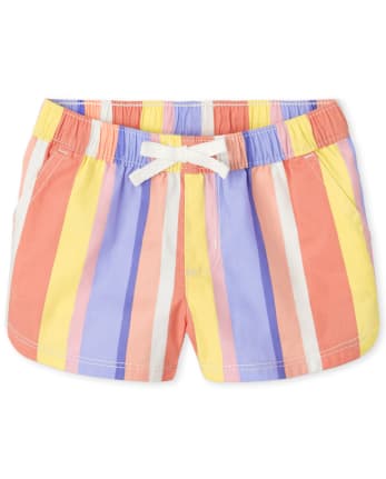 Baby And Toddler Girls Striped Twill Pull On Shorts