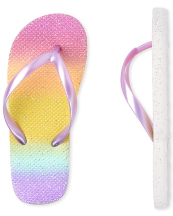 Girls Rainbow Ombre Flip Flops