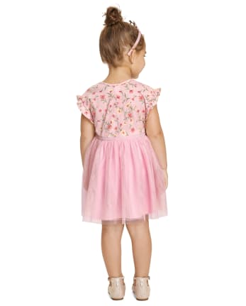 Baby And Toddler Girls Floral Knit To Woven Dress