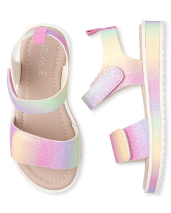 Toddler Girls Glitter Rainbow Platform Sandals