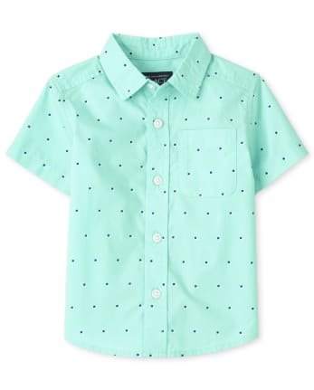 Baby And Toddler Boys Print Poplin Button Up Shirt